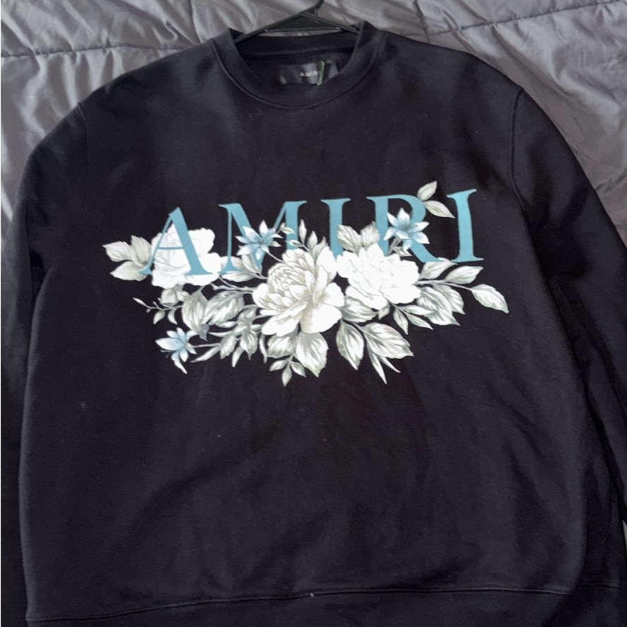 Amiri Floral Logo Crew Black Xl